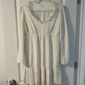 White Long Sleeve Open Back Dress - Size M